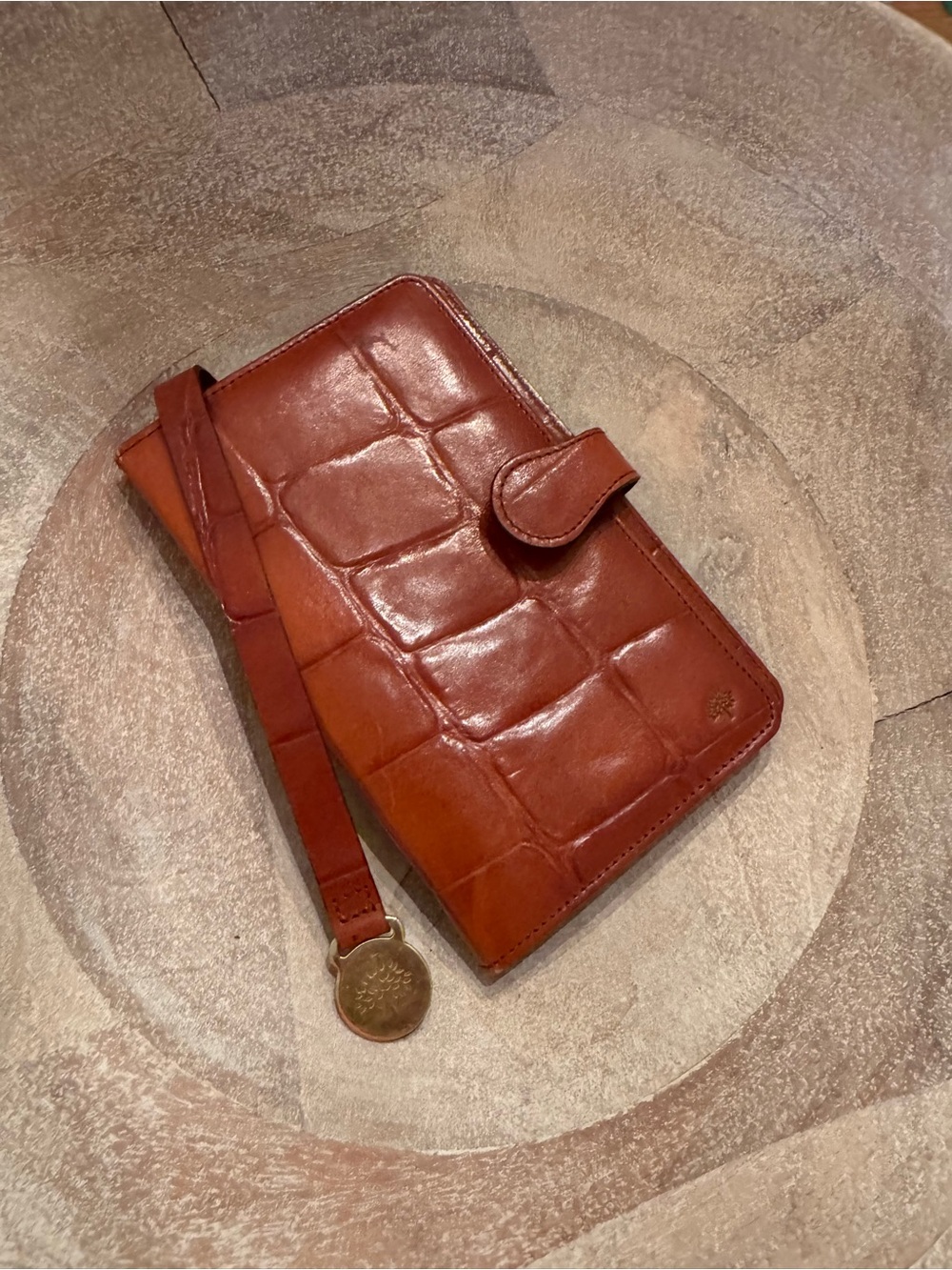 Mulberry Cognac Croc-Embossed Leather Notebook Cover